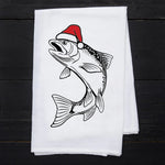 Santa Trout Flour Sack Towel - Eco-Friendly, Hand-Drawn - Counter Couture