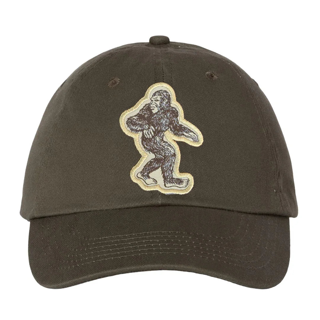 Bigfoot Patch Classic Dad Hat – Olive Bio-Washed Cotton Cap - Counter Couture