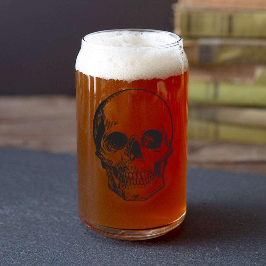 Grim Beer Can Glass Set of 4: Skull, Crow, Bat, Snake - Counter Couture