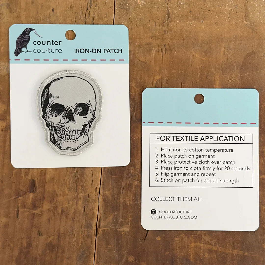 Skull Patch - Iron-On Embroidered Gothic Skull Design - Counter Couture