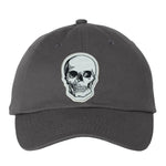 Skull Patch Classic Dad Hat – Charcoal Bio-Washed Cotton Cap - Counter Couture