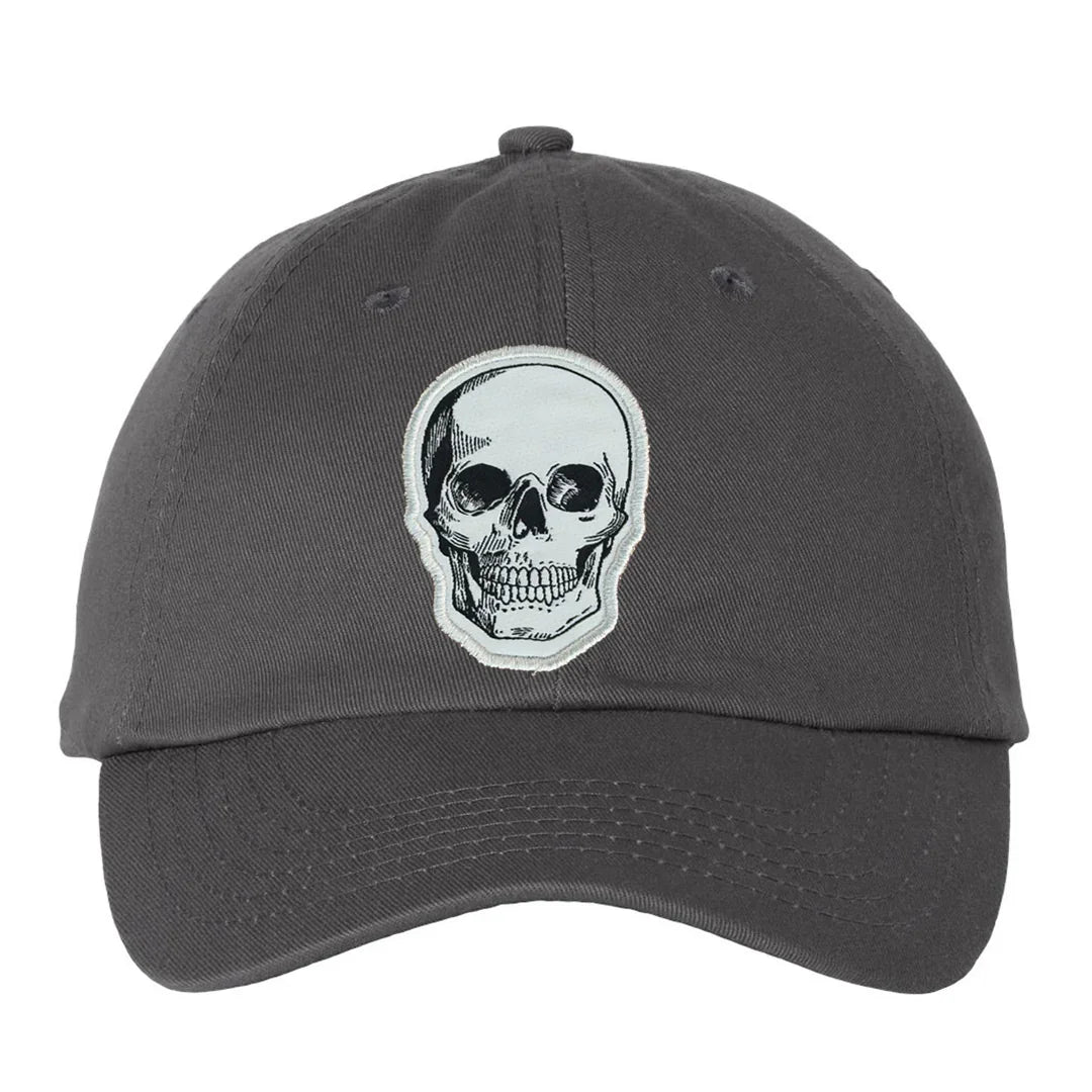 Skull Patch Classic Dad Hat – Charcoal Bio-Washed Cotton Cap - Counter Couture
