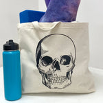 Skull Canvas Tote Bag - Reusable, Eco-Friendly, Shopping, Grocery, Gift, Market - Counter Couture
