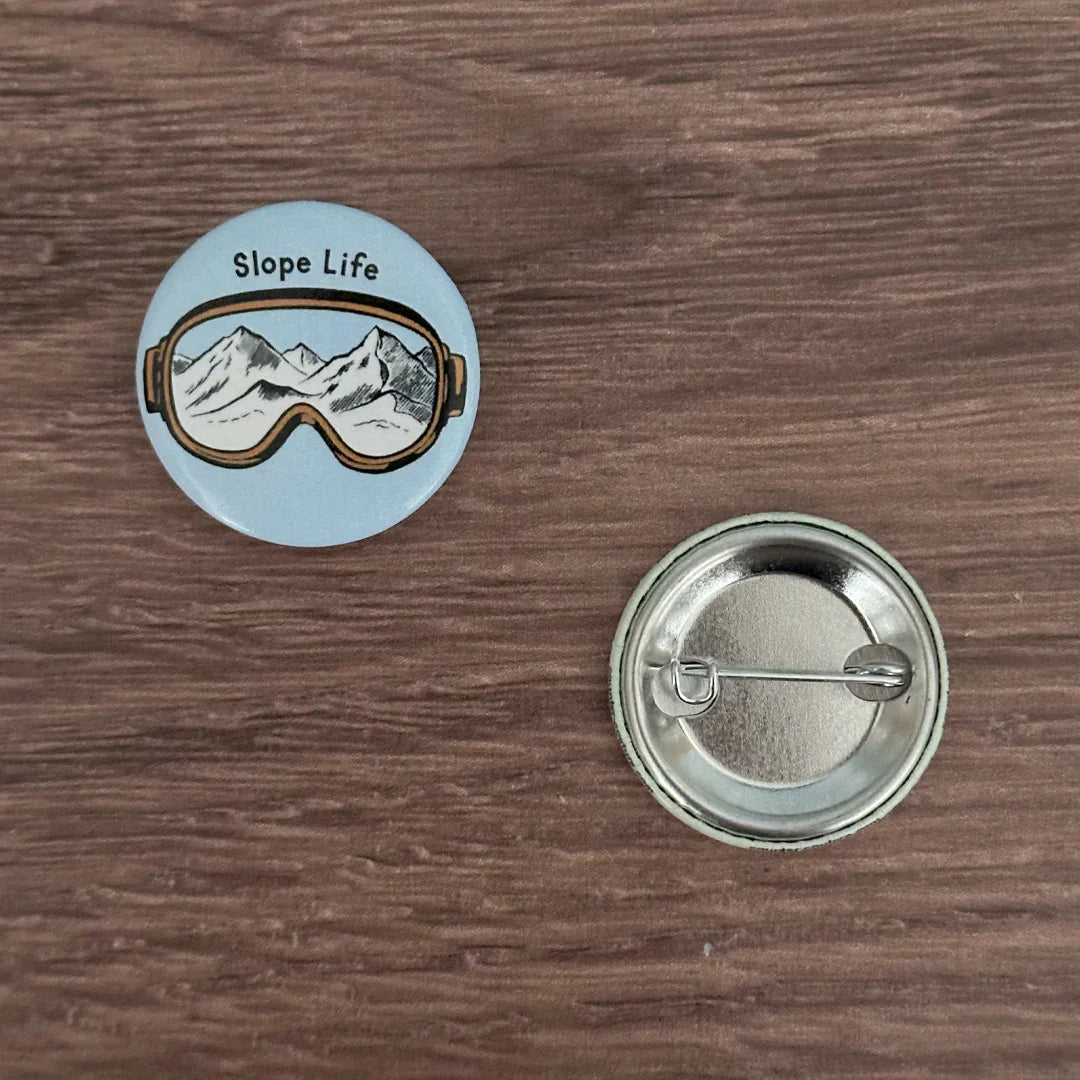 Slope Life Button Pin - Unique Durable USA-Made 1.25" Pinback Button for Bags & Jackets - Counter Couture