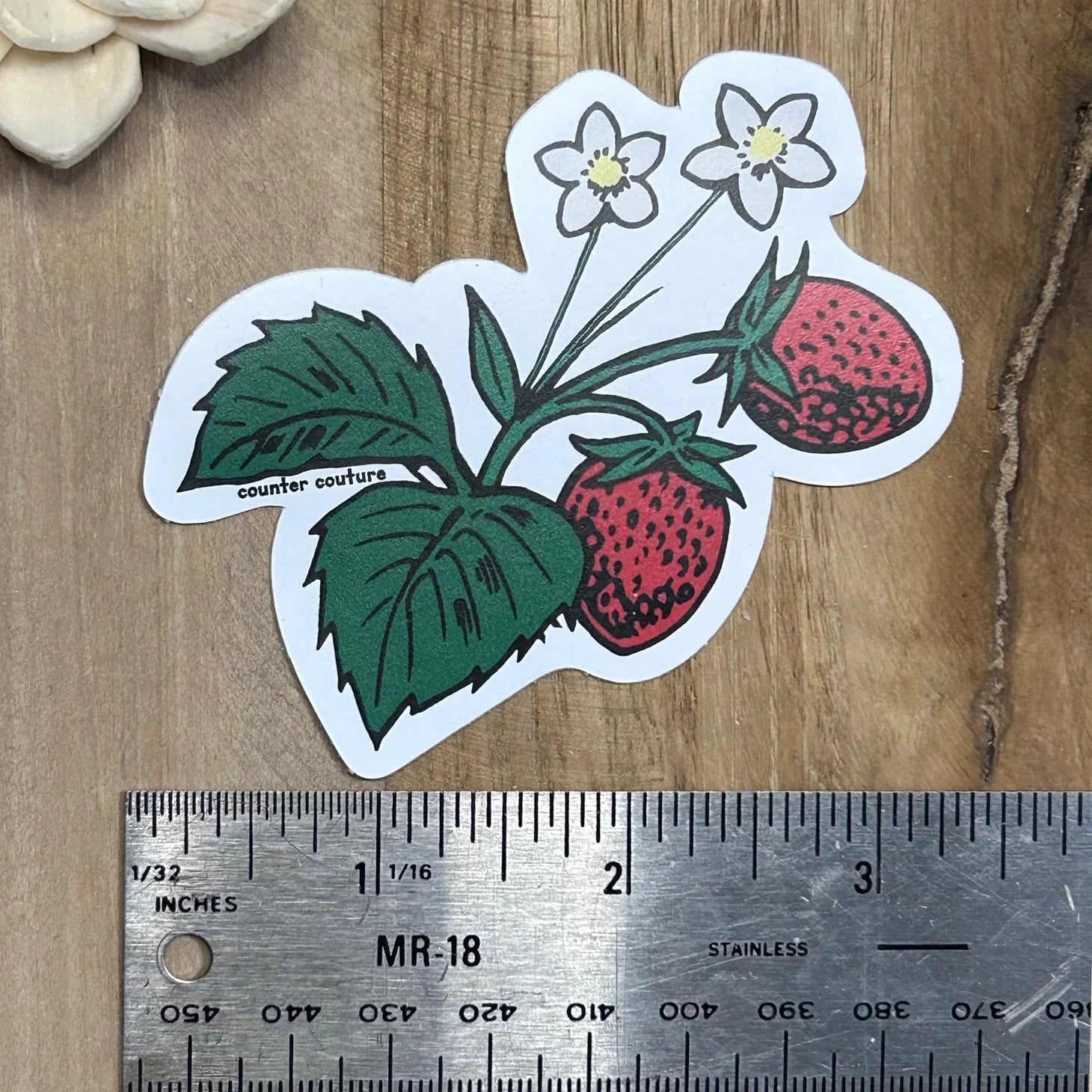 Strawberry Vinyl Decal – Cute Fruit Vinyl Sticker | Weatherproof Matte Finish - Counter Couture