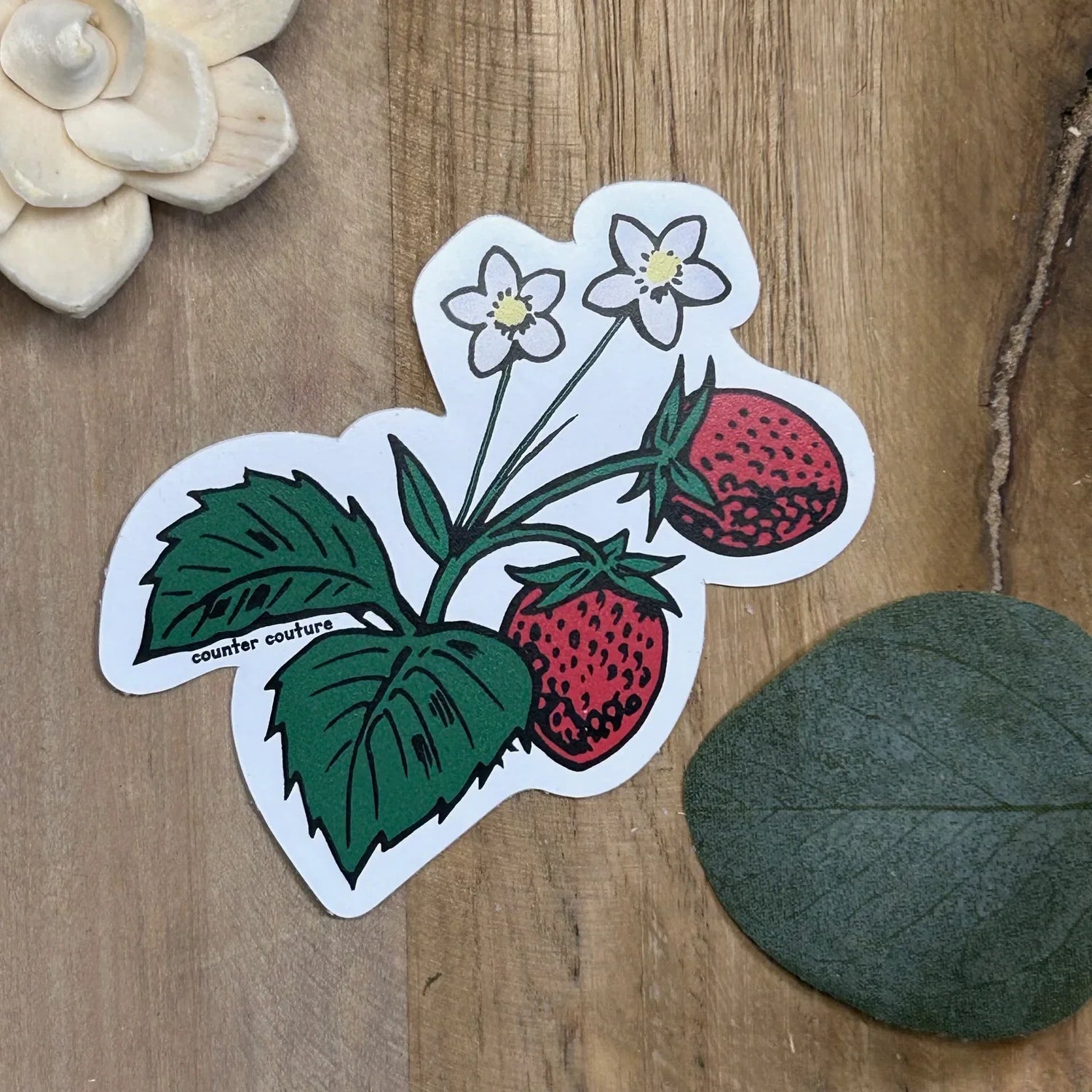 Strawberry Vinyl Decal – Cute Fruit Vinyl Sticker | Weatherproof Matte Finish - Counter Couture