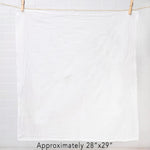White flour sack tea towel hanging, approx. 28x29 inches, kitchen background
