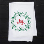 Retro Joy Wreath Flour Sack Towel - Eco-Friendly, Hand-Drawn - Counter Couture