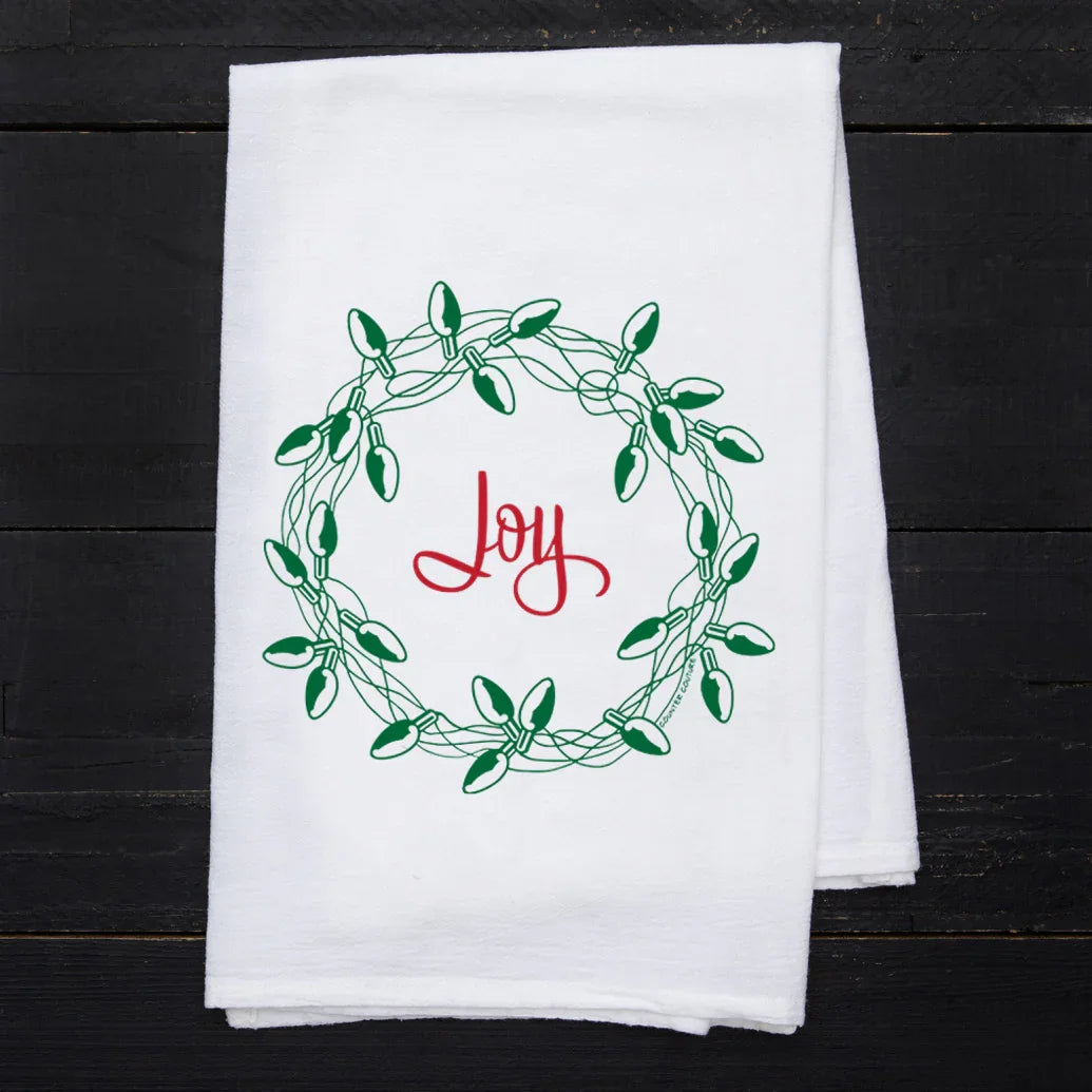Retro Joy Wreath Flour Sack Towel - Eco-Friendly, Hand-Drawn - Counter Couture