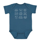 Cat Faces Baby Bodysuit - Eco-Friendly, Hand-Drawn, 3-18 Months - Counter Couture