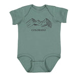 Colorado Mountain Range Baby Bodysuit - Eco-Friendly, Hand-Drawn - Counter Couture