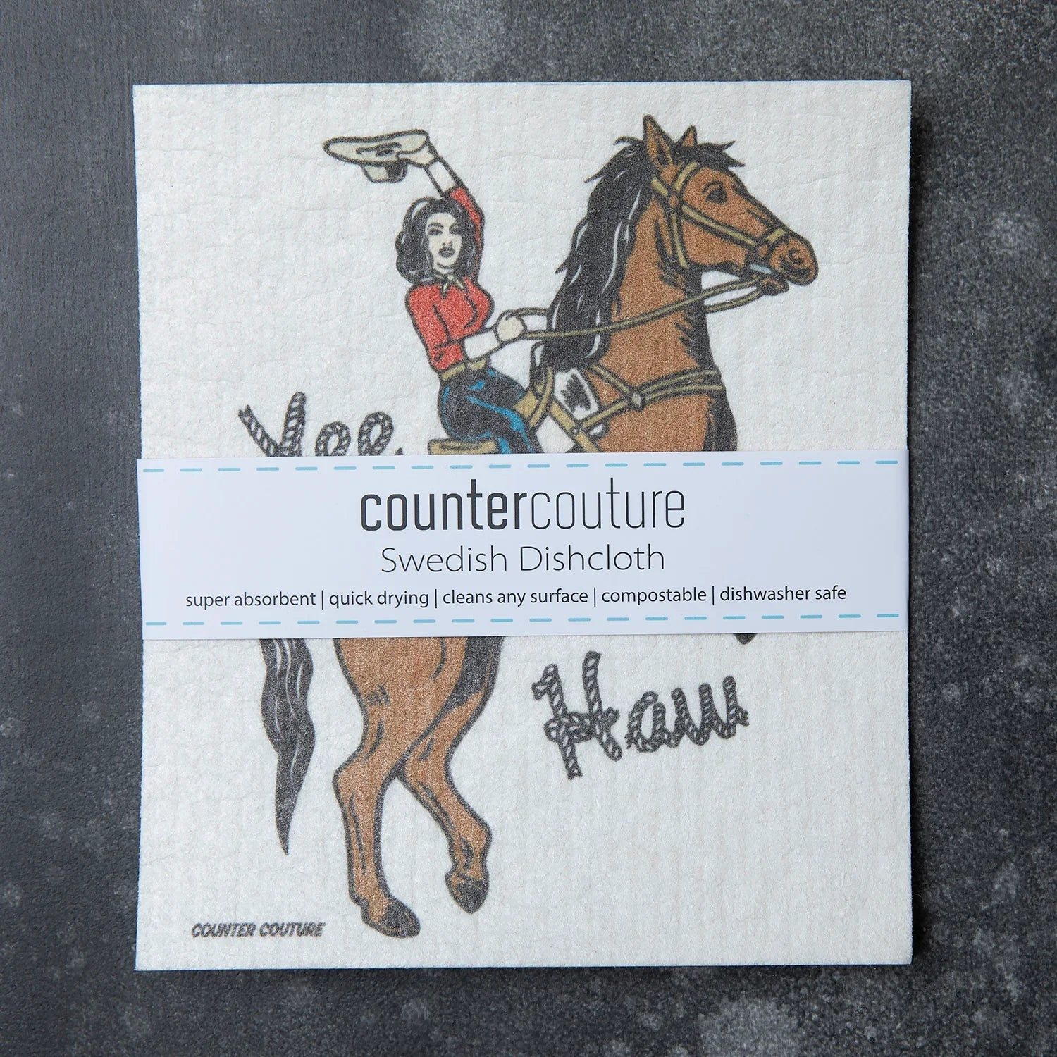 Cowgirl Swedish Dish Cloth - Eco-Friendly & Biodegradable - Counter Couture