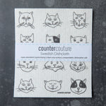 Cat Faces Swedish Dish Cloth - Eco-Friendly & Biodegradable - Counter Couture