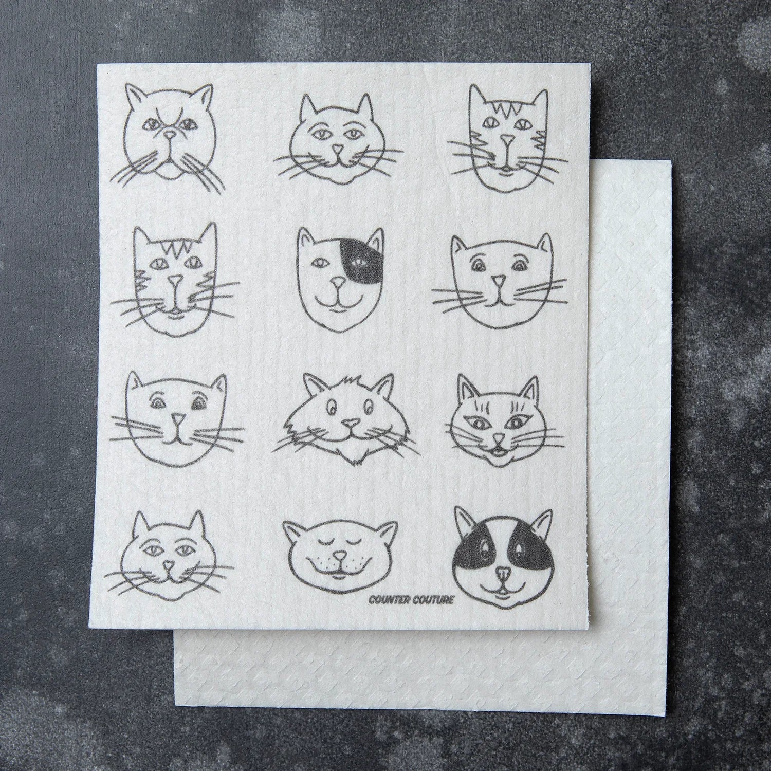 Cat Faces Swedish Dish Cloth - Eco-Friendly & Biodegradable - Counter Couture