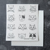 Cat Faces Swedish Dish Cloth - Eco-Friendly & Biodegradable - Counter Couture