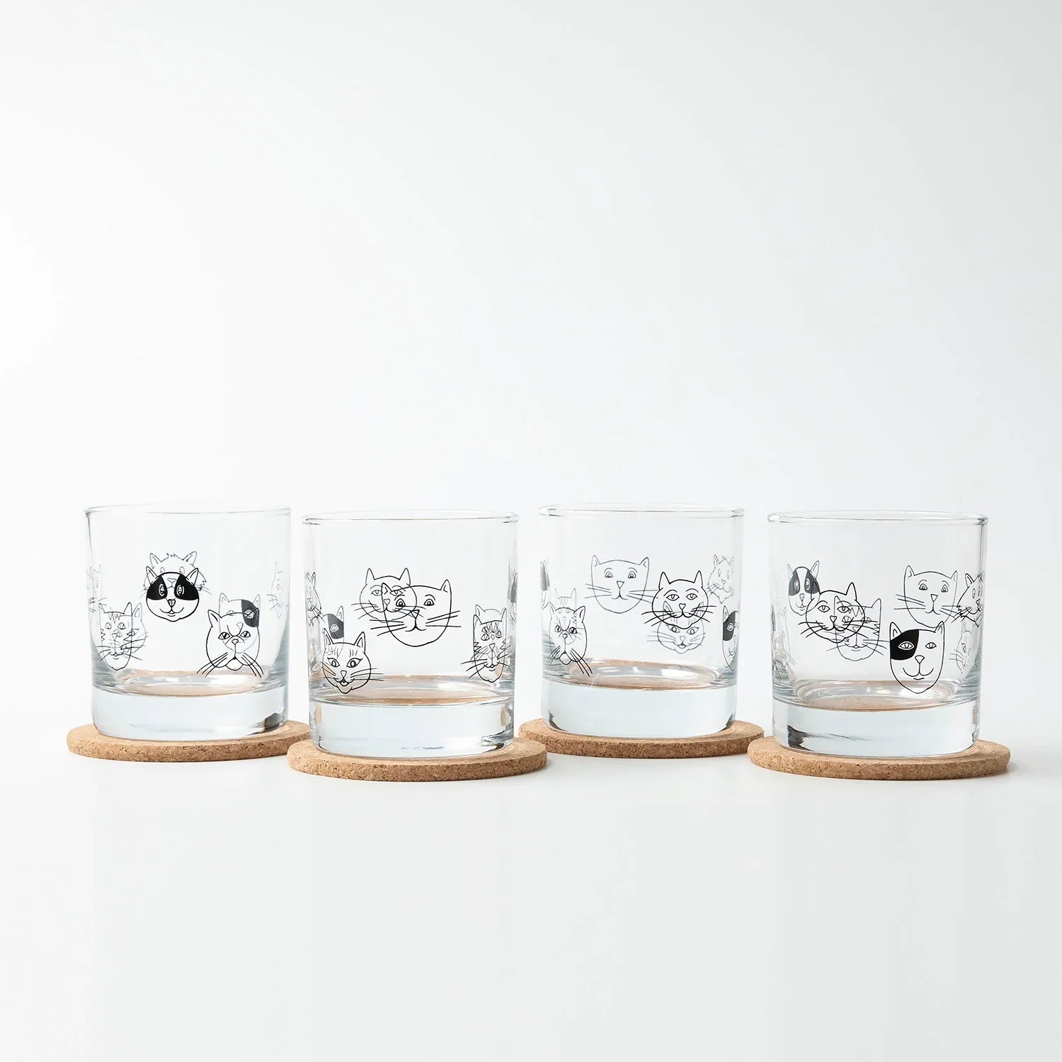 Cat Faces Rocks Glass - 11oz Whiskey glass - Lead Free - Counter Couture