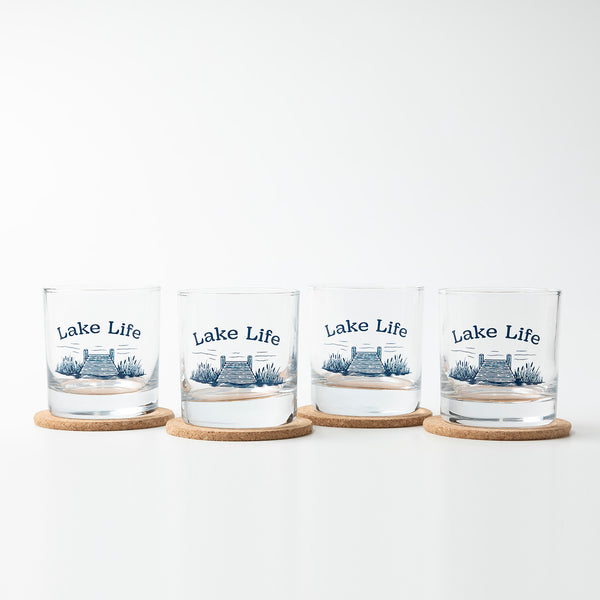 Lake Life Rocks Glass