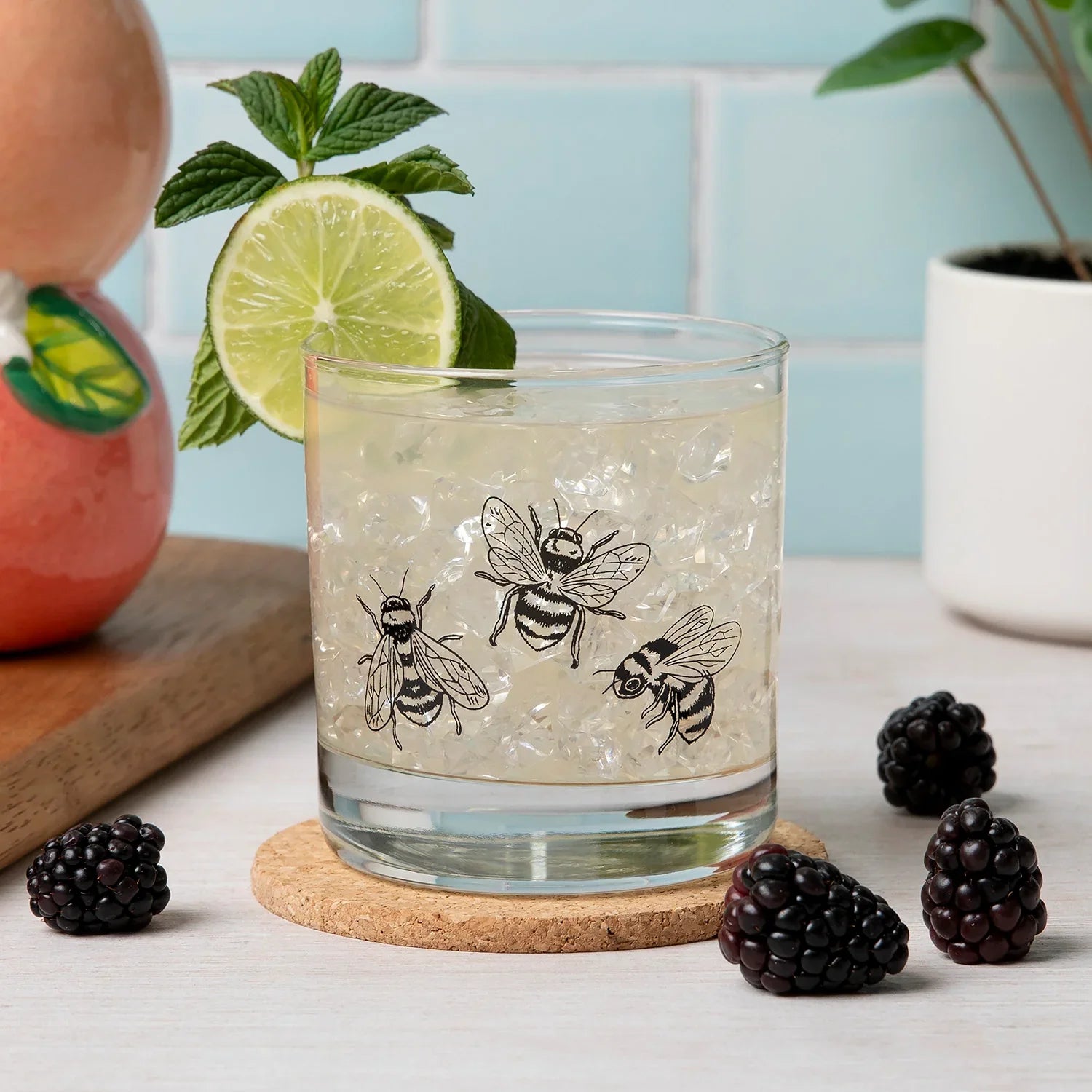 Bumble Bee Rocks Glass - 11oz Whiskey Glass - Locally Made - Counter Couture