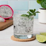 Cat Faces Rocks Glass - 11oz Whiskey glass - Lead Free - Counter Couture