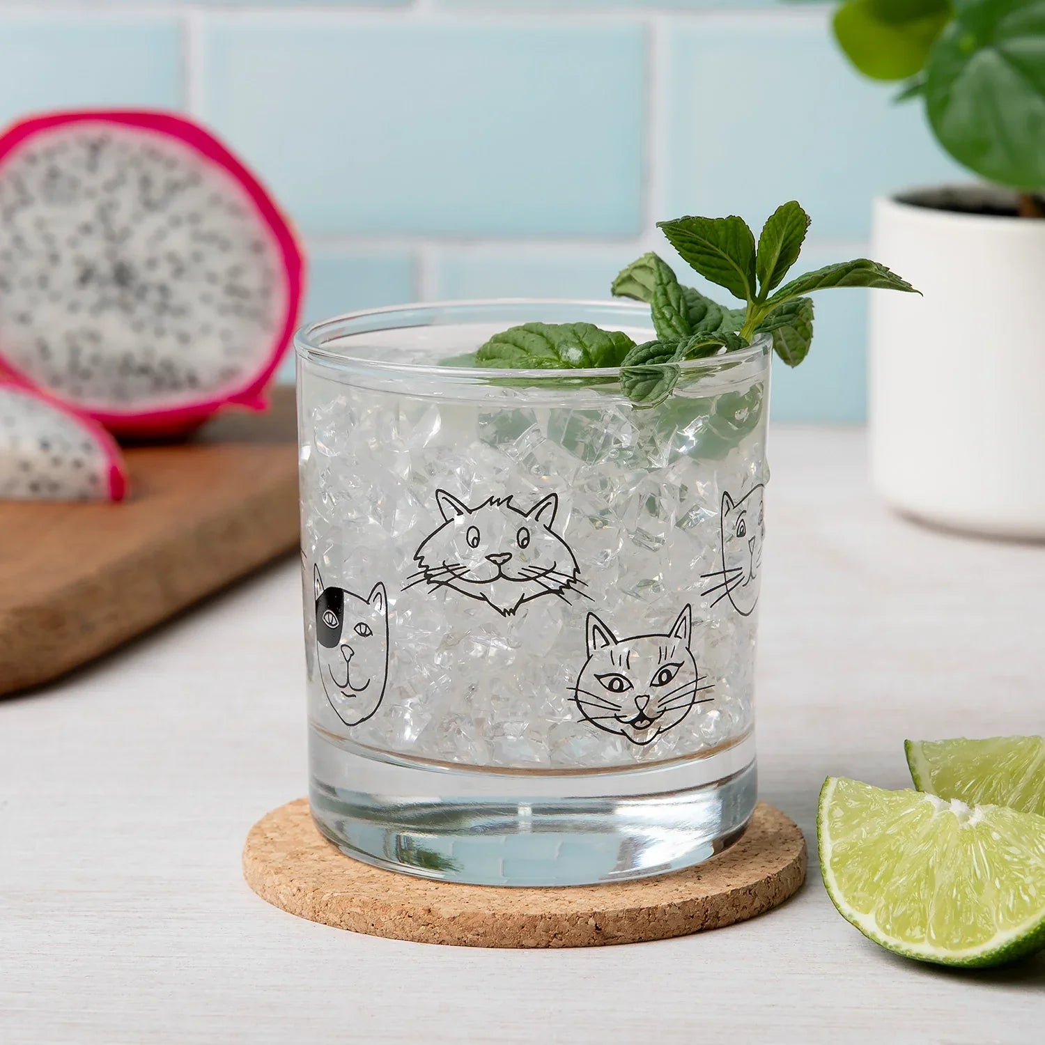Cat Faces Rocks Glass - 11oz Whiskey glass - Lead Free - Counter Couture