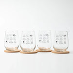 Cat Faces Stemless Wine Glass - 17 oz Glass - Dishwasher Safe - Counter Couture