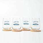 Lake Life Stemless Wine Glass - 17 oz Glass - Dishwasher Safe - Counter Couture