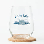 Lake Life Stemless Wine Glass - 17 oz Glass - Dishwasher Safe - Counter Couture