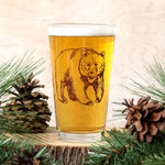 Grizzly Bear Pint Glass - 16oz Beer Glass - Locally Made - Counter Couture