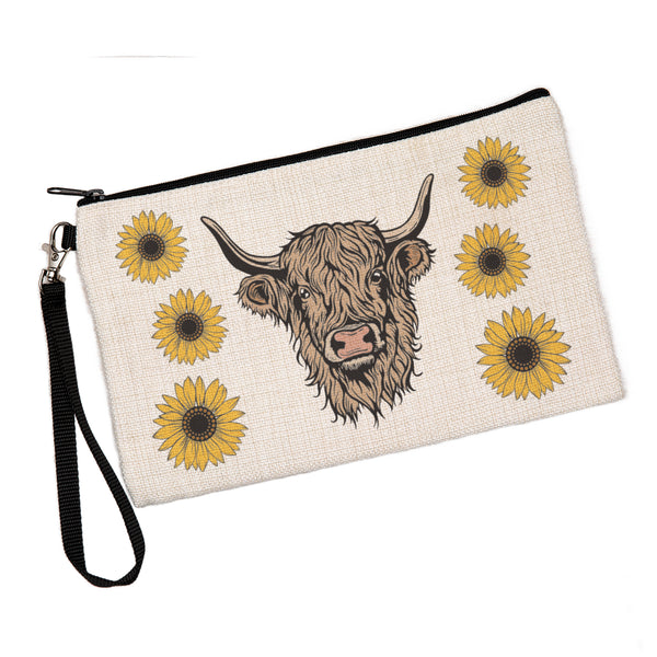 Cute Highland Cow Zipper Pouch by Counter Couture, showcasing a large zipper pouch design ideal for everyday use and travel.