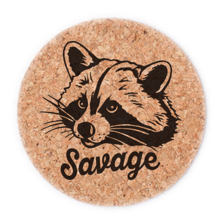 Savage Raccoon Cork Coasters