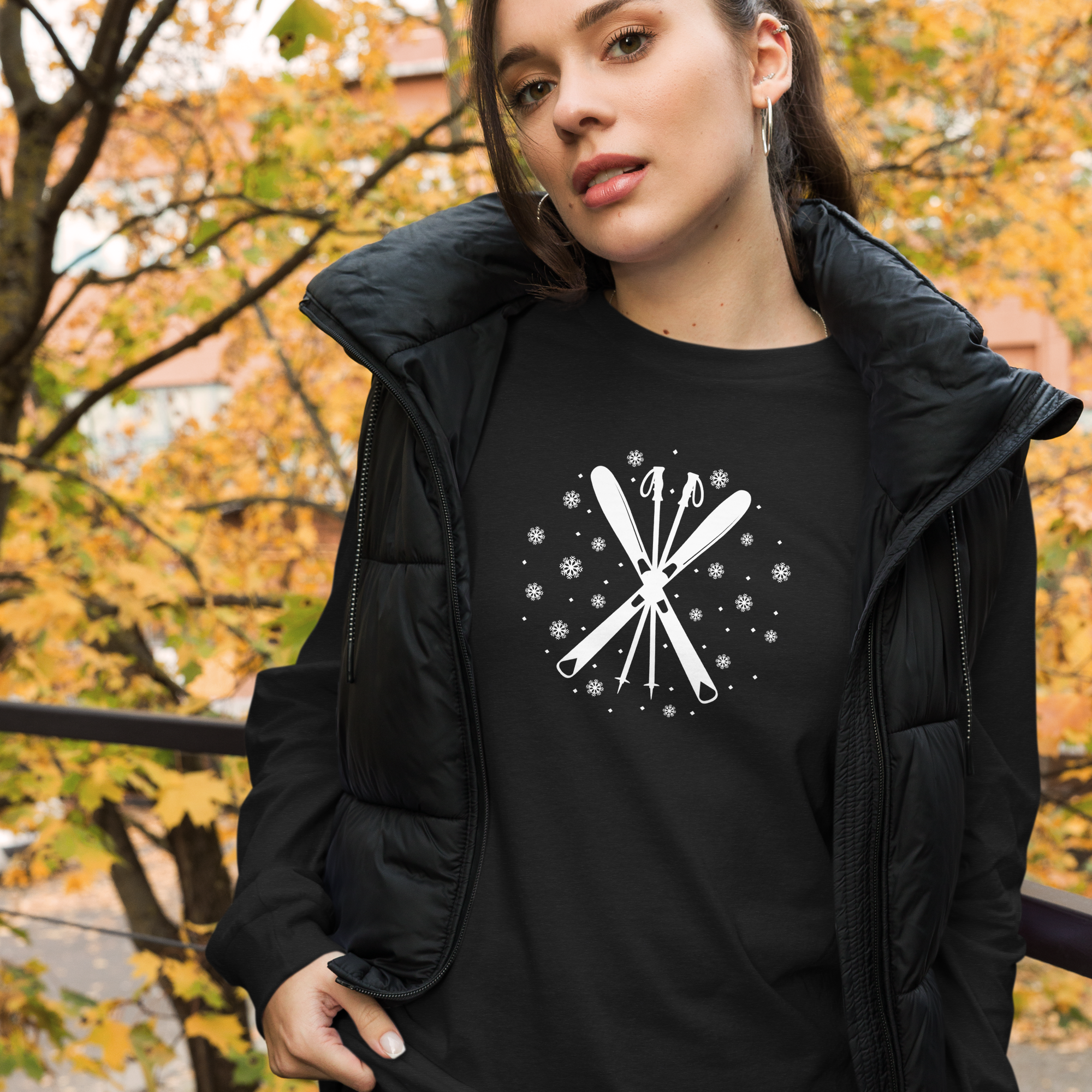 Ski Long Sleeve Shirt – Unisex Winter T-Shirt – Retro Ski Graphic Tee – Snow Shirt – Cozy Après Ski Top – Hand Printed in Denver