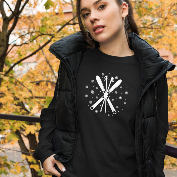 Ski Long Sleeve Shirt – Unisex Winter T-Shirt – Retro Ski Graphic Tee – Snow Shirt – Cozy Après Ski Top – Hand Printed in Denver