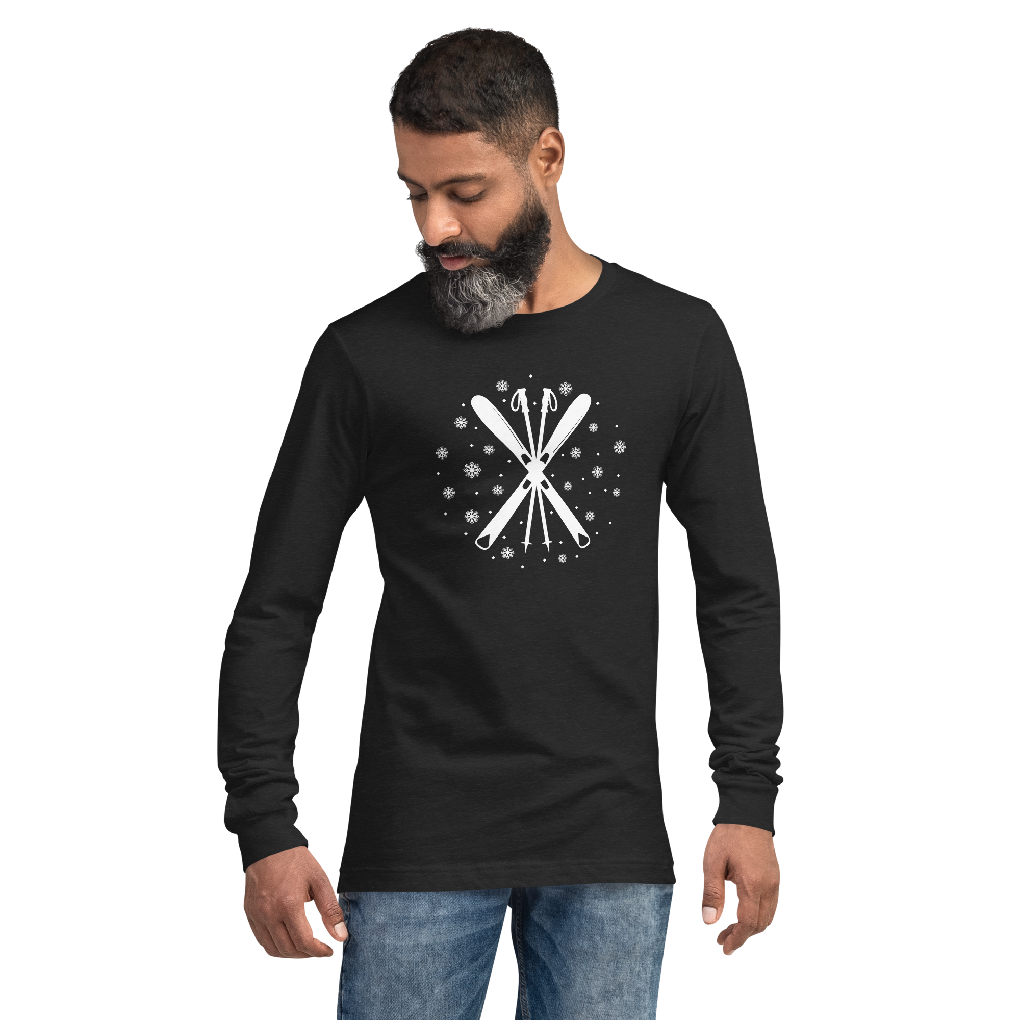 Ski Long Sleeve Shirt – Unisex Winter T-Shirt – Retro Ski Graphic Tee – Snow Shirt – Cozy Après Ski Top – Hand Printed in Denver