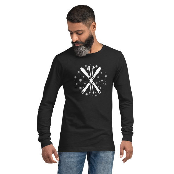 Ski Long Sleeve Shirt – Unisex Winter T-Shirt – Retro Ski Graphic Tee – Snow Shirt – Cozy Après Ski Top – Hand Printed in Denver