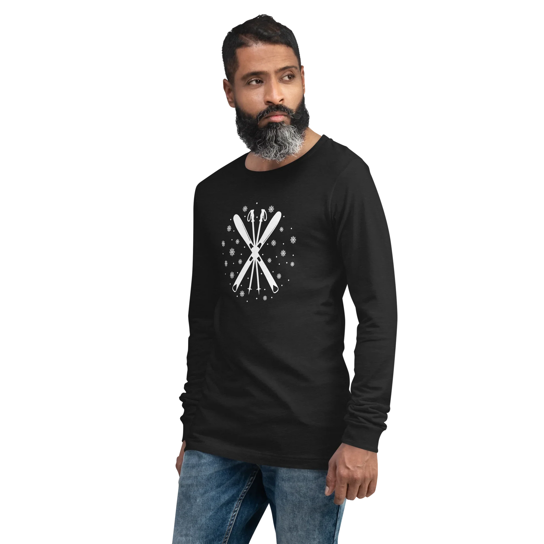 Ski Long Sleeve Shirt – Unisex Winter T-Shirt – Retro Ski Graphic Tee – Snow Shirt – Cozy Après Ski Top – Hand Printed in Denver - Counter Couture