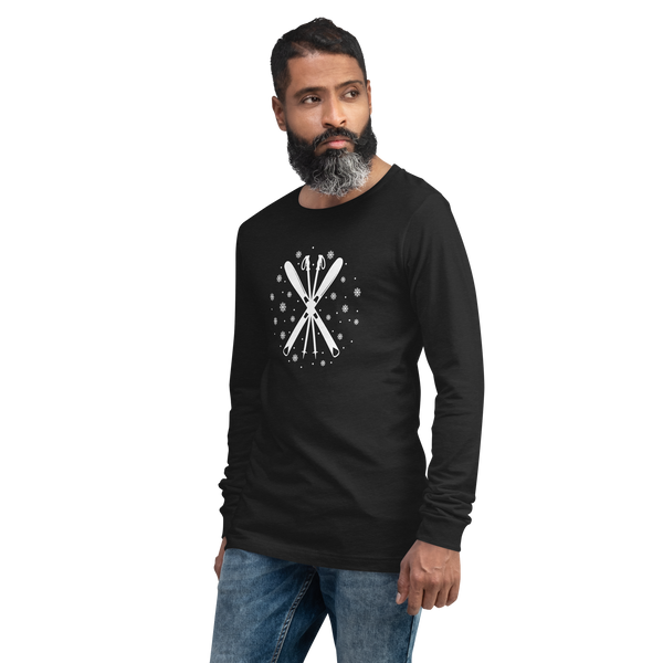 Ski Long Sleeve Shirt – Unisex Winter T-Shirt – Retro Ski Graphic Tee – Snow Shirt – Cozy Après Ski Top – Hand Printed in Denver