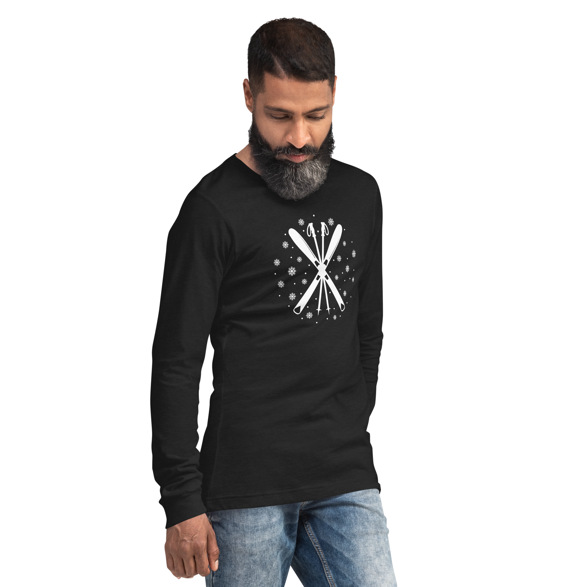 Ski Long Sleeve Shirt – Unisex Winter T-Shirt – Retro Ski Graphic Tee – Snow Shirt – Cozy Après Ski Top – Hand Printed in Denver