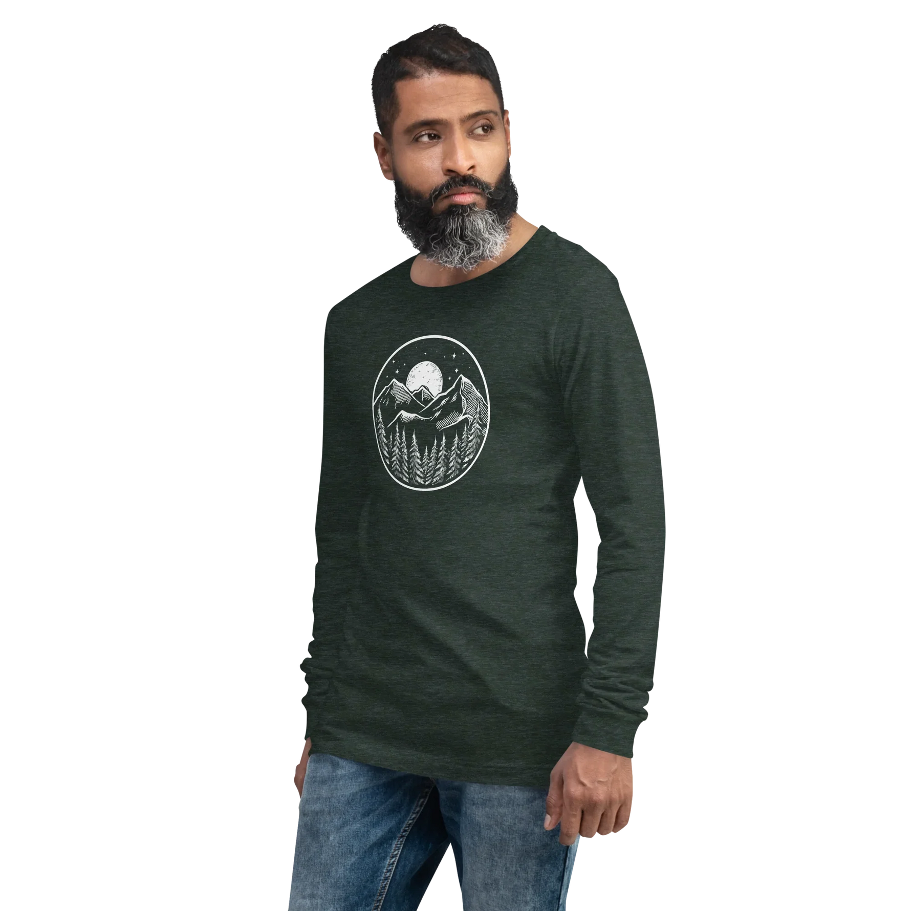Midnight Mountain Long Sleeve Shirt – Unisex Winter T-Shirt – Graphic Tee – Mountain Shirt - Counter Couture