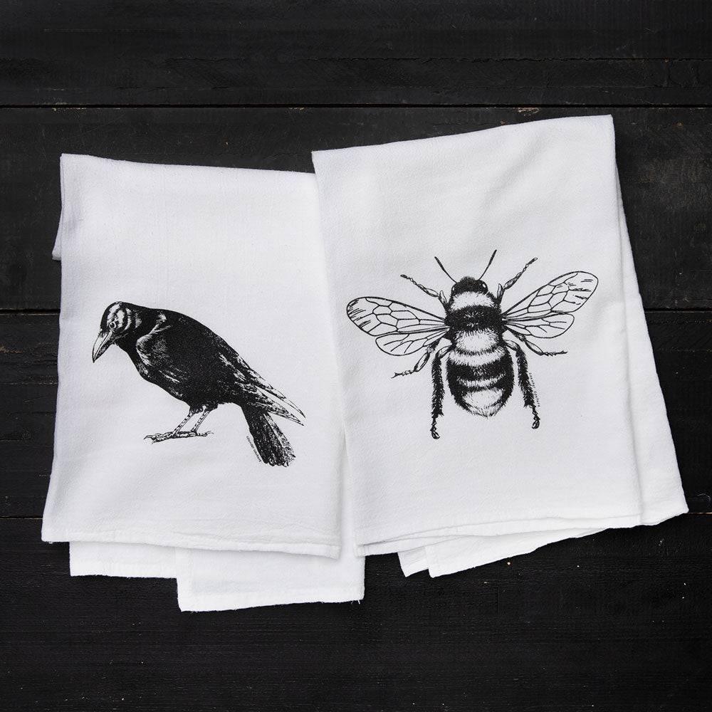 Bee And Crow Tea Towel Set - Eco-Friendly Cotton Flour Sack Towel - Counter Couture