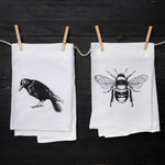Bee And Crow Tea Towel Set - Eco-Friendly Cotton Flour Sack Towel - Counter Couture