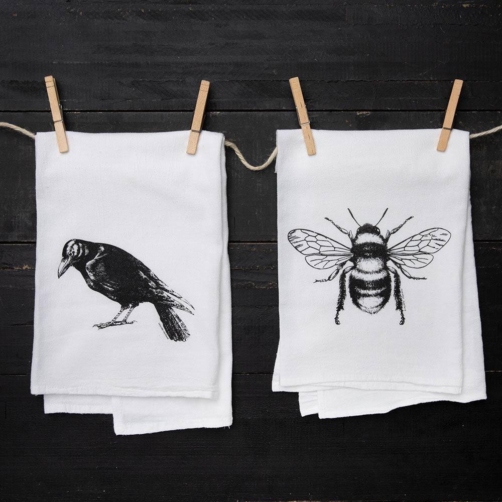 Bee And Crow Tea Towel Set - Eco-Friendly Cotton Flour Sack Towel - Counter Couture