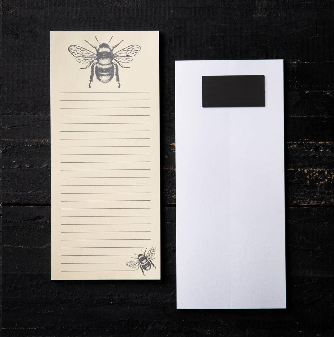 Bumble Bee Magnetic Notepad - Cute 3.5” x 8” Grocery List with 50 Pages, Recycled Paper - Counter Couture