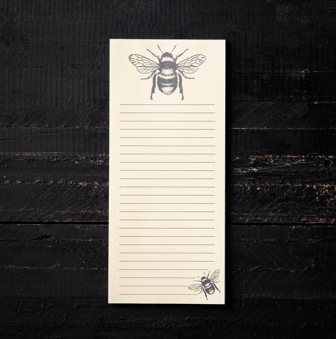 Bumble Bee Magnetic Notepad - Cute 3.5” x 8” Grocery List with 50 Pages, Recycled Paper - Counter Couture
