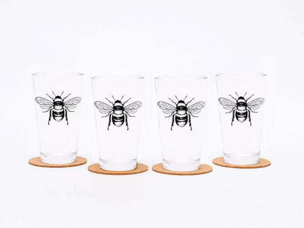 Bee Pint Glass Gift Set of 4-Counter Couture