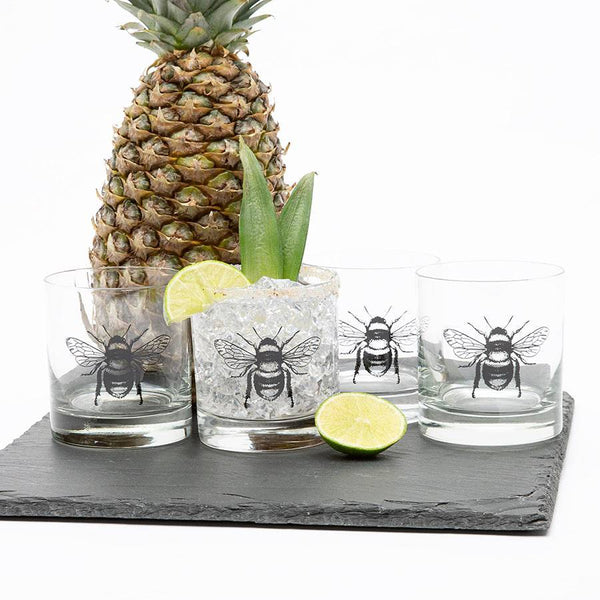 Bumble Bee Whiskey Glass Set of 4 Gift-Counter Couture