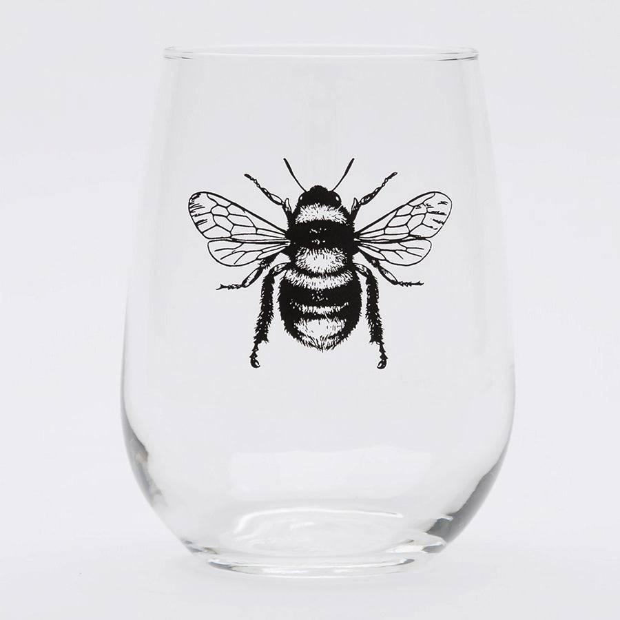 Bee Stemless Wine Glass - 17 oz Wine Glass - Dishwasher Safe - Counter Couture