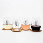 Scarab Beetle Stemless Wine Glass - 17 oz Glass - Platinum Silver Finish - Counter Couture