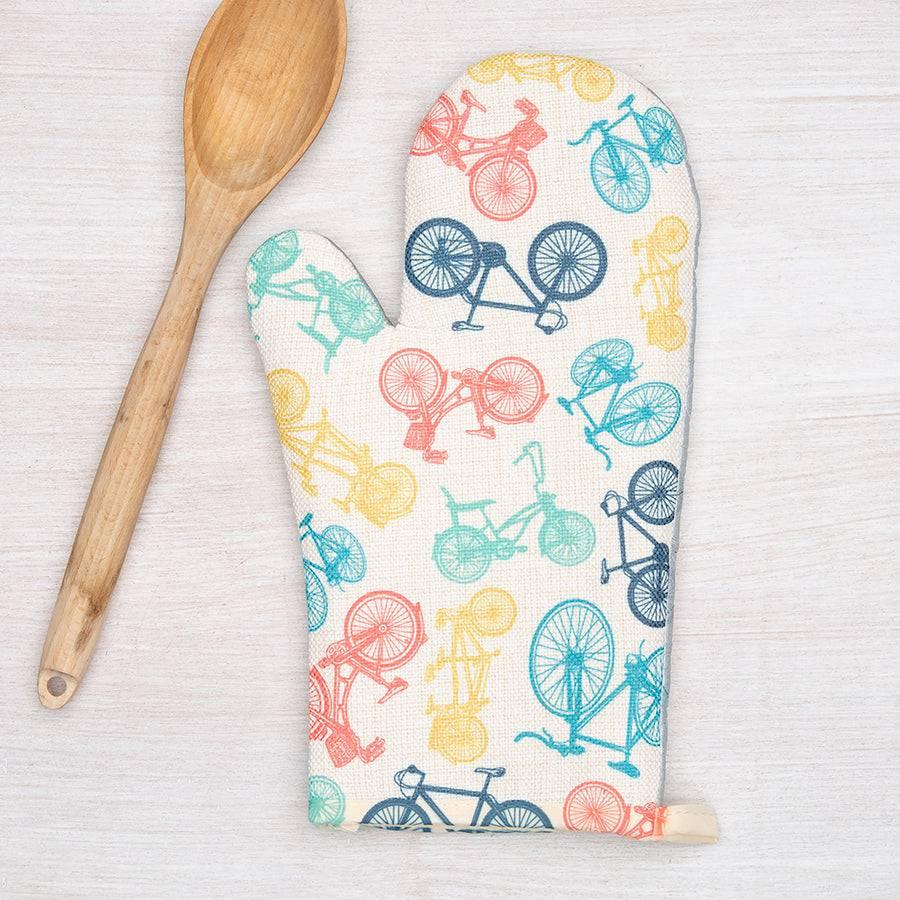Bicycle Oven Mitt - Unique Kitchen Accessory with Heat Resistant Backing & Fun Design - Counter Couture
