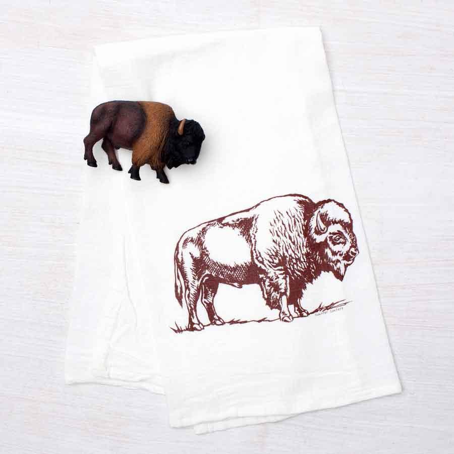 Bison Flour Sack Towel - Eco-Friendly Cotton Kitchen Towel, Hand-Drawn Design - Counter Couture