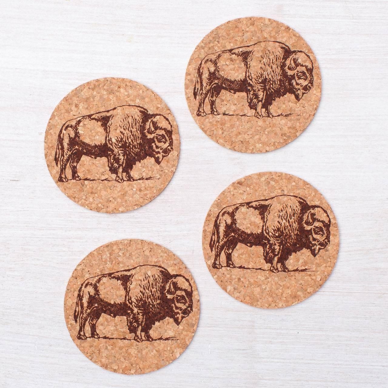 Bison Cork Coaster - Hand-Printed - Eco-Friendly - Locally Made - Counter Couture